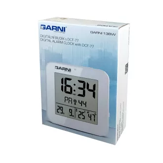 GARNI 138W - digitális ébresztőóra hőmérővel és higrométerrel, fehér színben GARNI 138W - digitális ébresztőóra hőmérővel és higrométerrel, fehér színben