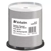 VERBATIM CD-R (100 csomag) Orsó / AZO / 52x / 700 MB / Termikusan nyomtatható, azonosító nélküli márka