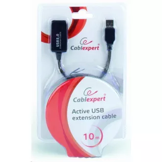 GEMBIRD USB 2.0 aktív hosszabbító kábel, 10m, fekete