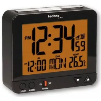TechnoLine WT 195 - digitális ébresztőóra fekete színű hőmérővel
