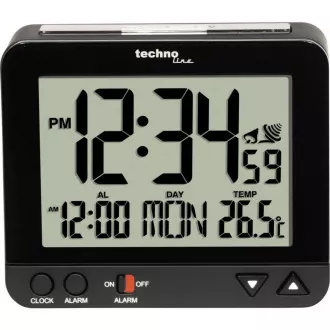 TechnoLine WT 195 - digitális ébresztőóra fekete színű hőmérővel
