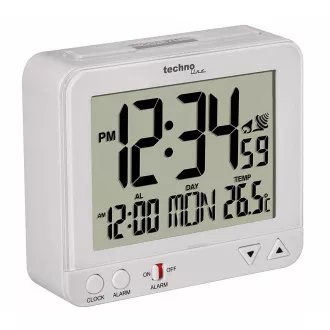 TechnoLine WT 195W - digitális ébresztőóra fehér hőmérővel