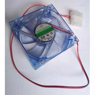 EUROCASE ventilátor 80mm, 12V/0, 17A, világító kék (molex)