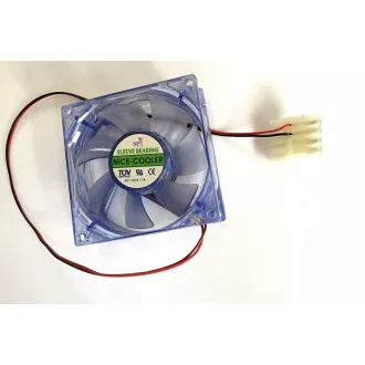 EUROCASE ventilátor 80mm, 12V/0, 17A, világító kék (molex)