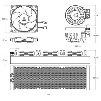 ARCTIC Liquid Freezer III 360 Pro vízhűtő, 3x120mm, AM5, LGA1851, fekete