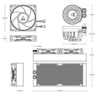 ARCTIC Liquid Freezer III 240 Pro ARGB vízhűtő, 2x120mm, AM5, LGA1851, fekete, fekete