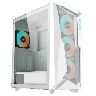 GIGABYTE ház GB-C301GW, ARGB Hub, átlátszó oldallap, Mid tower, 4x ARGB ventilátor, fehér