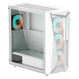 GIGABYTE ház GB-C301GW, ARGB Hub, átlátszó oldallap, Mid tower, 4x ARGB ventilátor, fehér