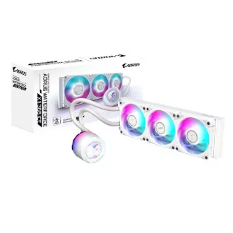 GIGABYTE vízhűtő AORUS WATERFORCE X II 360I, 3x 120mm, ARGB, LCD kijelző, LGA1851, AM5, Fehér