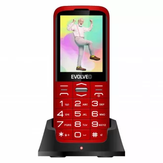 EVOLVEO EasyPhone XO, mobiltelefon idősek számára töltőállvánnyal, piros színű