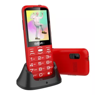 EVOLVEO EasyPhone XO, mobiltelefon idősek számára töltőállvánnyal, piros színű