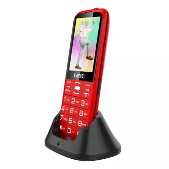 EVOLVEO EasyPhone XO, mobiltelefon idősek számára töltőállvánnyal, piros színű