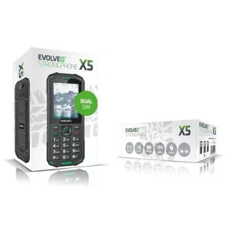 EVOLVEO StrongPhone X5, vízálló, tartós Dual SIM telefon, fekete-zöld
