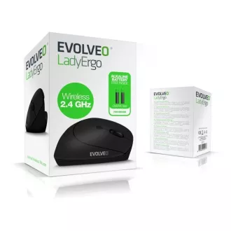 EVOLVEO LadyErgo, csendes, függőleges ergonomikus egér, 2.4GHz, fekete