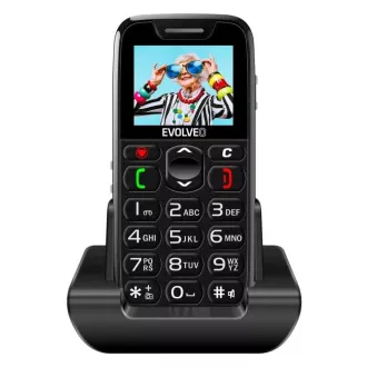 EVOLVEO EasyPhone, mobiltelefon idősek számára töltőállvánnyal, fekete színű