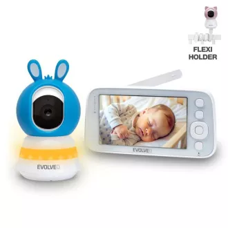 EVOLVEO Baby Monitor N5, Videós bébiőr készlet 360°-os megfigyeléssel, kétirányú kommunikációval és altatódalokkal, kék színű