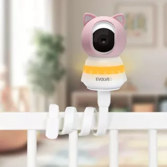 EVOLVEO Baby Monitor N5, Videós bébiőr készlet 360°-os megfigyeléssel, kétirányú kommunikációval és altatódalokkal, rózsaszínű
