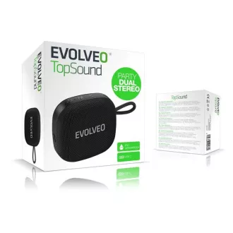 EVOLVEO TopSound, vezeték nélküli, vízálló bluetooth hangszóró rádióval, fekete színben