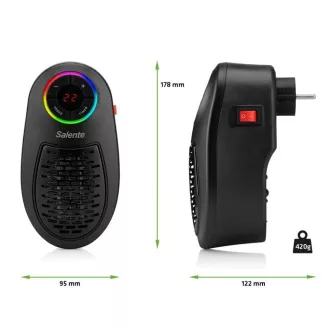 Salente HotHeat, forró levegő mini ventilátor, 500 W, fekete