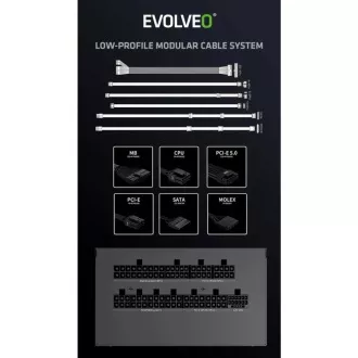 EVOLVEO G650 tápegység 650W, 80  GOLD, ATX 3.1, aPFC, 140 mm-es ventilátorral