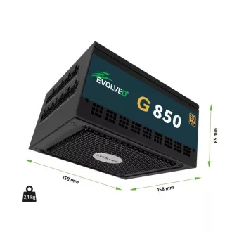 EVOLVEO G850 tápegység 850W, 80  GOLD, ATX 3.1, aPFC, 140 mm-es ventilátorral