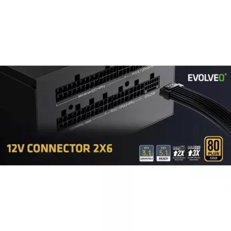 EVOLVEO G850 tápegység 850W, 80  GOLD, ATX 3.1, aPFC, 140 mm-es ventilátorral