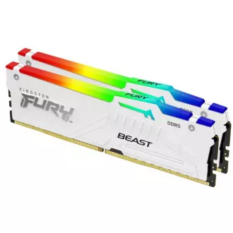 KINGSTON DDR5 DIMM (2 darabos készlet) FURY Beast White RGB XMP 32GB 5200MT/s CL40