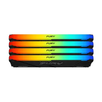 KINGSTON DDR4 32GB DIMM (4 darabos készlet) 3600MT/s CL17 FURY Beast RGB, XMP KINGSTON DDR4 32GB DIMM (4 darabos készlet) 3600MT/s CL17 FURY Beast RGB, XMP