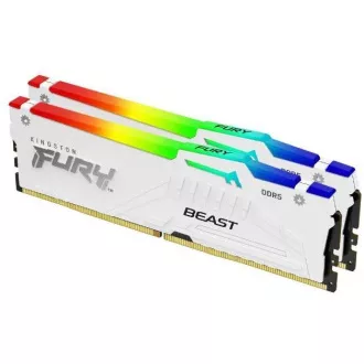 KINGSTON DDR5 32GB DIMM (2 darabos készlet) 6000MT/s CL36 FURY Beast RGB Fehér EXPO