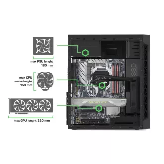SilentiumPC MidT Armis AR1 Pure Black / SD olvasó / 2x USB 3.0 / 1x 80mm ventilátor / fekete SilentiumPC MidT Armis AR1 Pure Black / SD olvasó / 2x USB 3.0 / 1x 80mm ventilátor / fekete