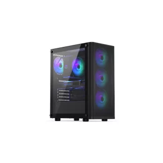 ENDORFY Case Ventum 200 ARGB, átlátszó oldallap, ATX, 4x120mm ARGB ventilátor, fekete
