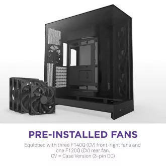 NZXT tok H9 Flow kétkamrás ATX / 4x140mm ventilátor / akár 10xfan / perforált felső / üveg. oldalsó panelek, előlap / fekete