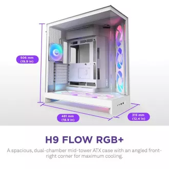 NZXT H9 Flow ARGB kétkamrás ATX / 3xRGB 140mm / 1x 120mm-es ventilátor / üveg / fehér