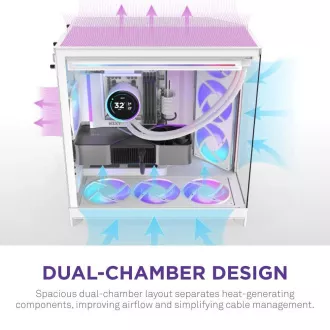 NZXT H9 Flow ARGB kétkamrás ATX / 3xRGB 140mm / 1x 120mm-es ventilátor / üveg / fehér
