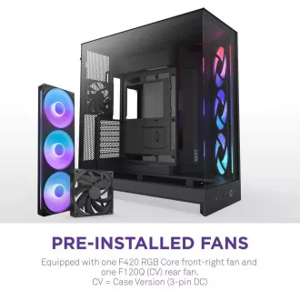 NZXT H9 Flow RGB kétkamrás ATX / 1x140 RGB mm / 1x 120mm RGB ventilátor / üveg / fekete