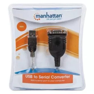 MANHATTAN USB-soros port átalakító (USB AM / DB9M, RS232), buborékcsomagolásban