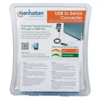 MANHATTAN USB-soros port átalakító (USB AM / DB9M, RS232), buborékcsomagolásban