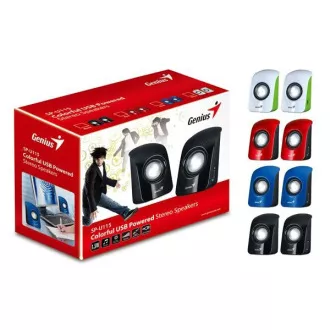 GENIUS hangszóró SP-U115, hordozható hangszóró, USB tápegység, fehér-zöld