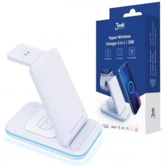 3mk töltőállvány - Hyper Wireless Charger 3w1 15W, fehér 3mk töltőállvány - Hyper Wireless Charger 3w1 15W, fehér