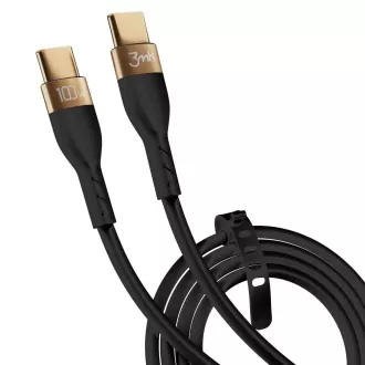 3mk adatkábel - Hyper Silicone Cable C to C 2m 100W, fekete
