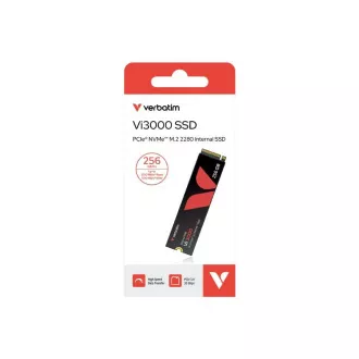 VERBATIM SSD Vi3000 Belső PCIe NVMe M.2 SSD 256 GB, W 1300/ R 3300 MB/s VERBATIM SSD Vi3000 Belső PCIe NVMe M.2 SSD 256 GB, W 1300/ R 3300 MB/s