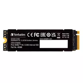 VERBATIM SSD Vi7000G Belső PCIe NVMe M.2 SSD 4TB, W 6700/ R 7400MB/s