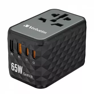 VERBATIM univerzális utazási adapter töltő UTA-05 GaN III, 65W