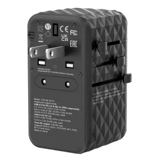 VERBATIM univerzális utazási adapter töltő UTA-06 GaN III, 100W