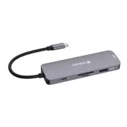 VERBATIM Hub USB-C Pro Multiport 8 port, 3x USB 3.2, 1x USB-C, 2xHDMI, microSD/SD, szürke színű