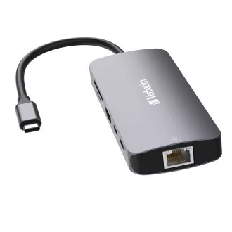 VERBATIM Hub USB-C Pro Multiport 9 port, 3x USB 3.2, 2x USB-C, HDMI, RJ45, microSD/SD, szürke színű