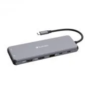 VERBATIM Hub USB-C Pro Multiport 13 port, 6x USB-A, 2x USB-C, 2x HDMI, DP, RJ45, 3,5 mm-es jack audio, szürke színben