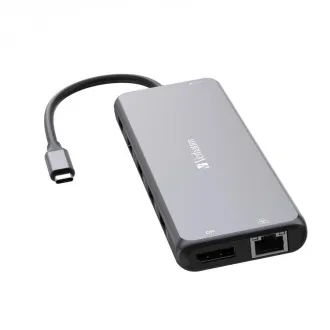 VERBATIM Hub USB-C Pro Multiport 13 port, 6x USB-A, 2x USB-C, 2x HDMI, DP, RJ45, 3,5 mm-es jack audio, szürke színben VERBATIM Hub USB-C Pro Multiport 13 port, 6x USB-A, 2x USB-C, 2x HDMI, DP, RJ45, 3,5 mm-es jack audio, szürke színben