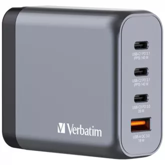 VERBATIM GaN GNC-100 hálózati töltő, 100W, 3x USB-C, 1x USB