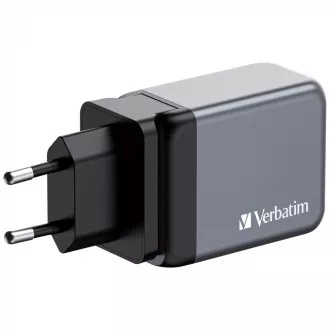 VERBATIM GaN hálózati töltő GNC-65, 65W, 2x USB-C, 1x USB VERBATIM GaN hálózati töltő GNC-65, 65W, 2x USB-C, 1x USB